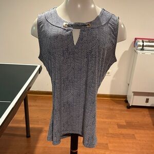 Tommy Hilfiger Navy and White Patterned Tank Top